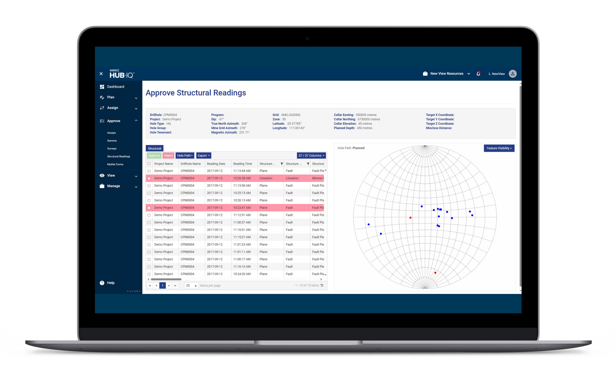 Screenshot  IMDEXHUB-IQ secure, cloud-based portal